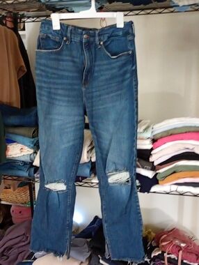 Good American Classic Blue Denim Jeans with Orange Stitching Size 12